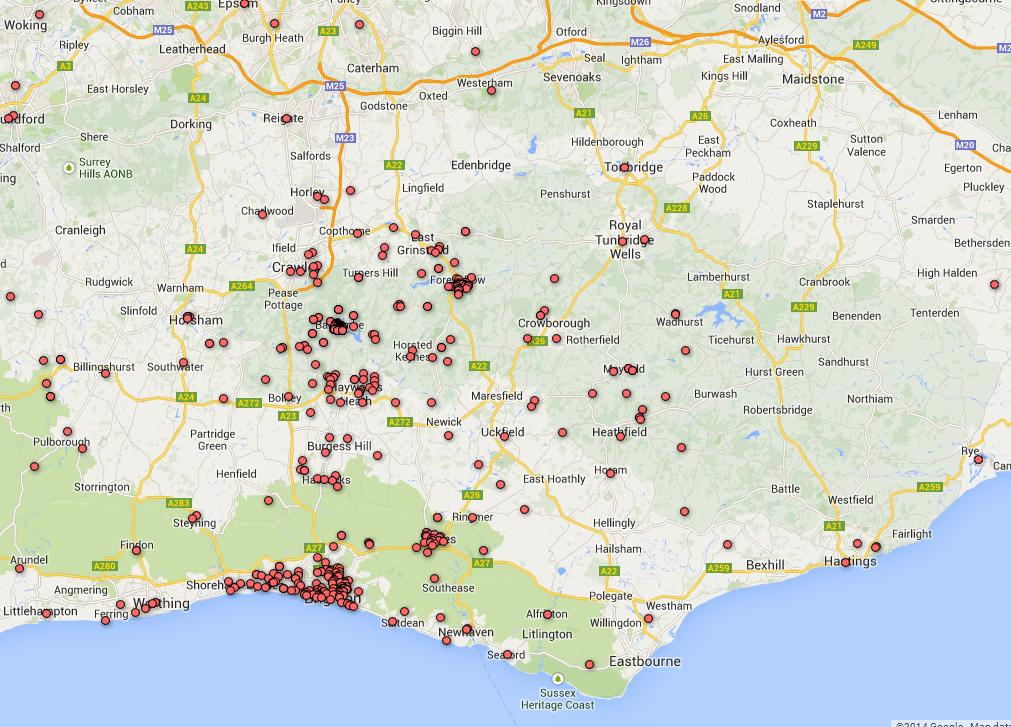 Responses from southern England