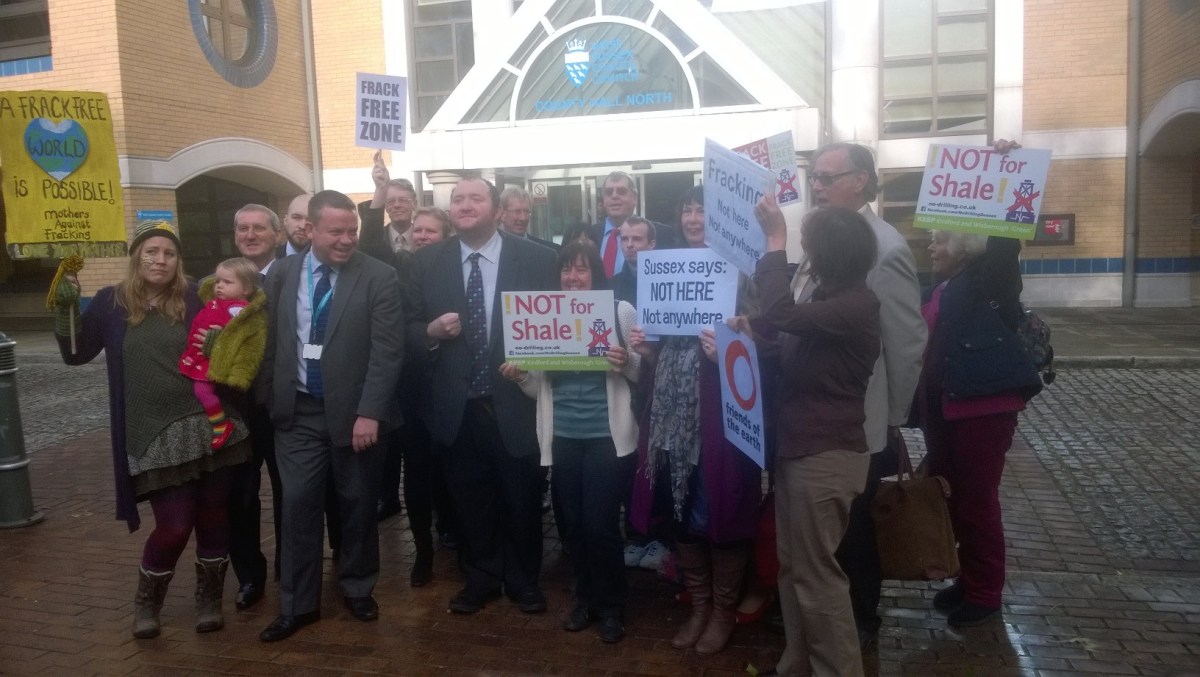 Campaigners who called, unsuccessfully, for a frack-free zone in West Sussex in October 2014