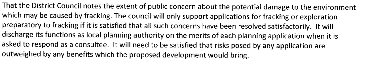 Final motion voted on by Ryedale council