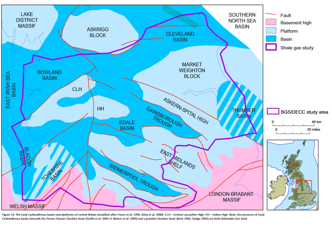 BGS map of carboniferous basins in central England