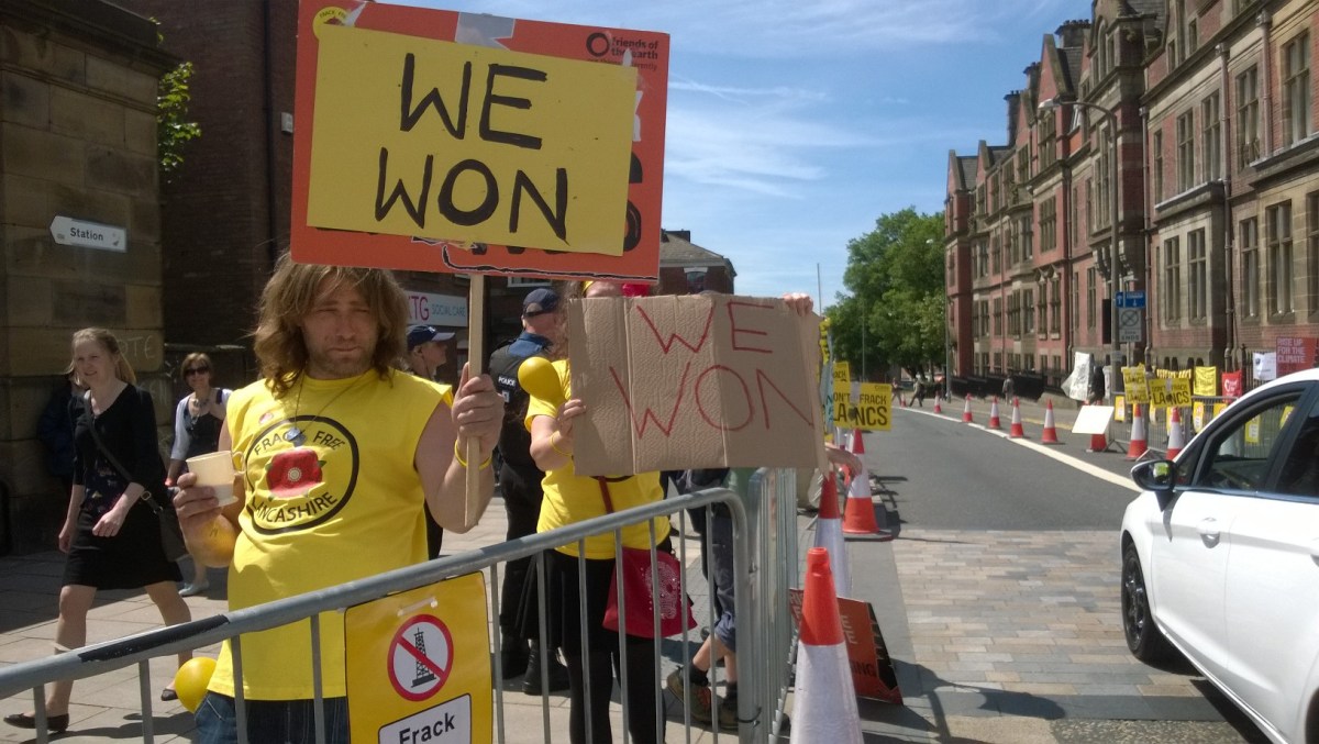 Campaigners outside county hall in Preston