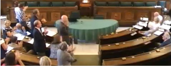 Standing ovation as the vote is announced