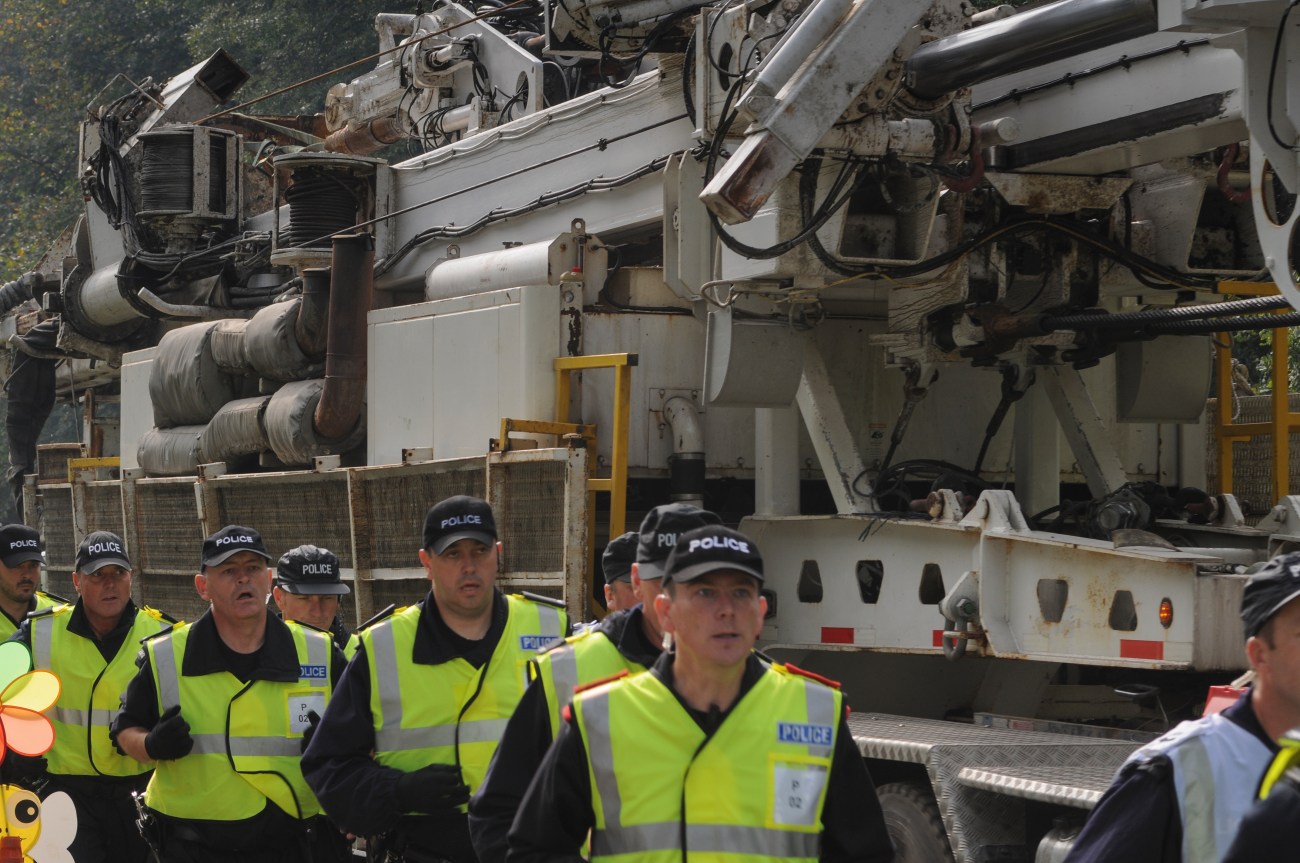 Cuadrilla drilling rig leaves the Balcombe, West Sussex, UK site
