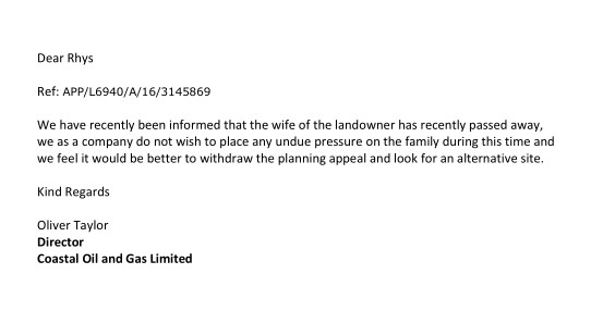 Llanharan appeal letter