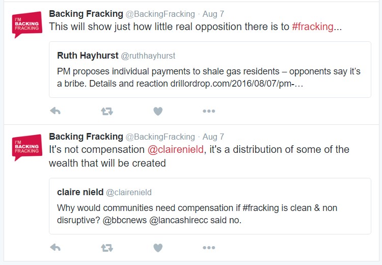 Backing fracking tweet