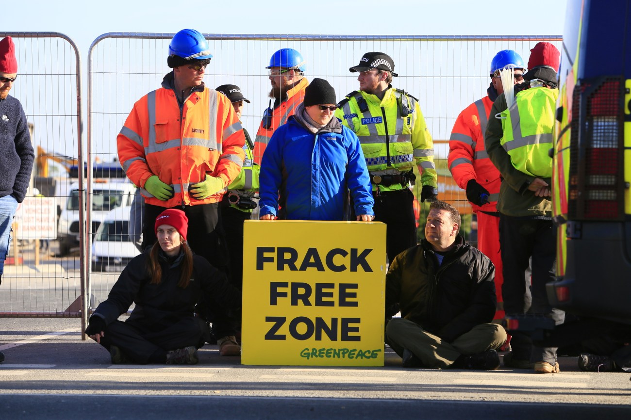 Campaigners Block Work at Fracking Site in Lancashire, UK