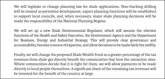 Conservative manifesto shale