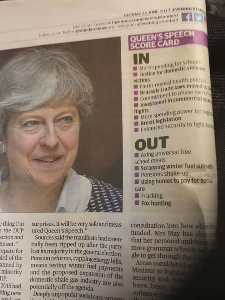 Queen's speech - evening standard