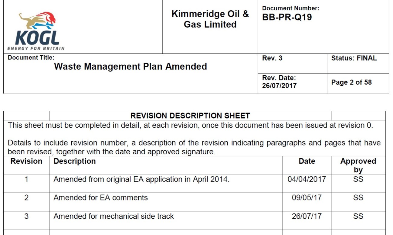 updated waste management plan