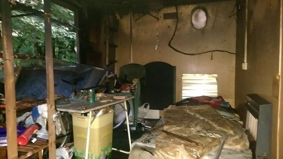 170915 caravan fire 3 Leith Hill Protection Camp