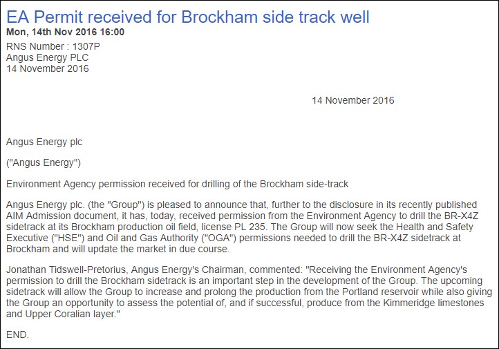 161114 EA permit for Brockham sidetrack