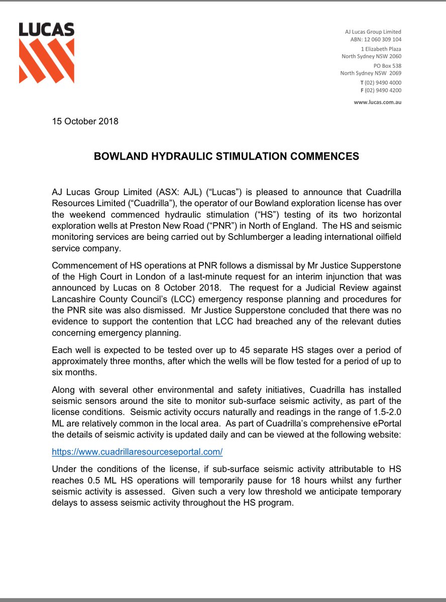 181015 A J Lucas ress release