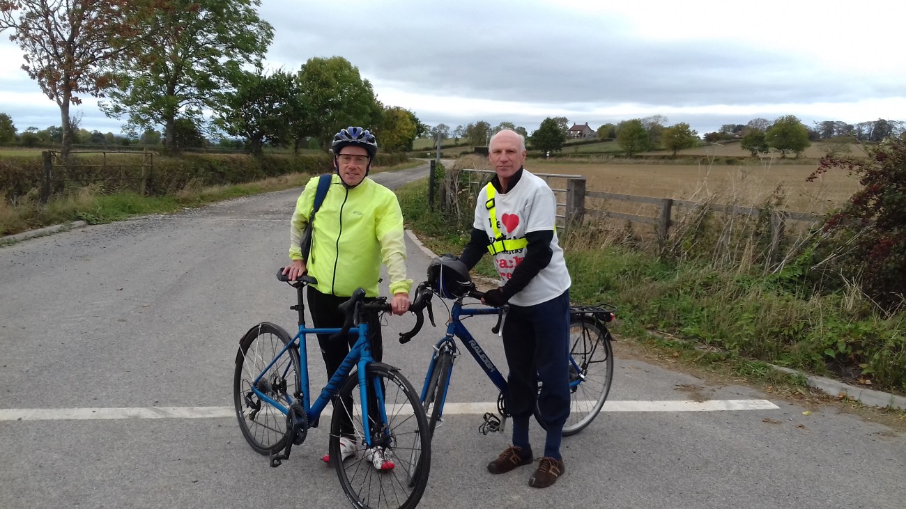 Stuart is joined by Steve Jennings on the final ride seen here at a now peaceful entrance to KM8