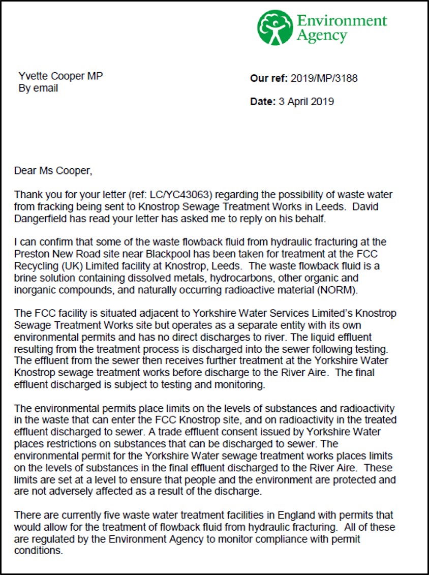 EA letter on Knostrop