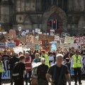 Scottish youths strike for the climate, during a global day of action, taking the day off school and educational establihments to protest the Government’s inaction on the climate crisis, in Edinburgh, Scotland, 20th September 2019.