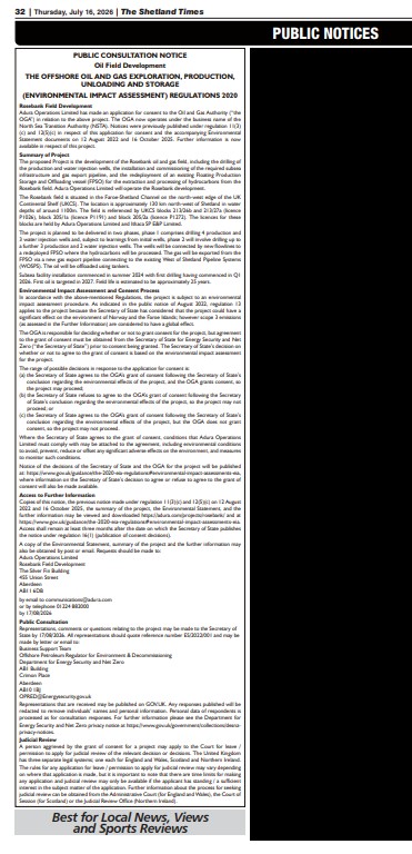 Public consultation underway on Rosebank oil and gas field